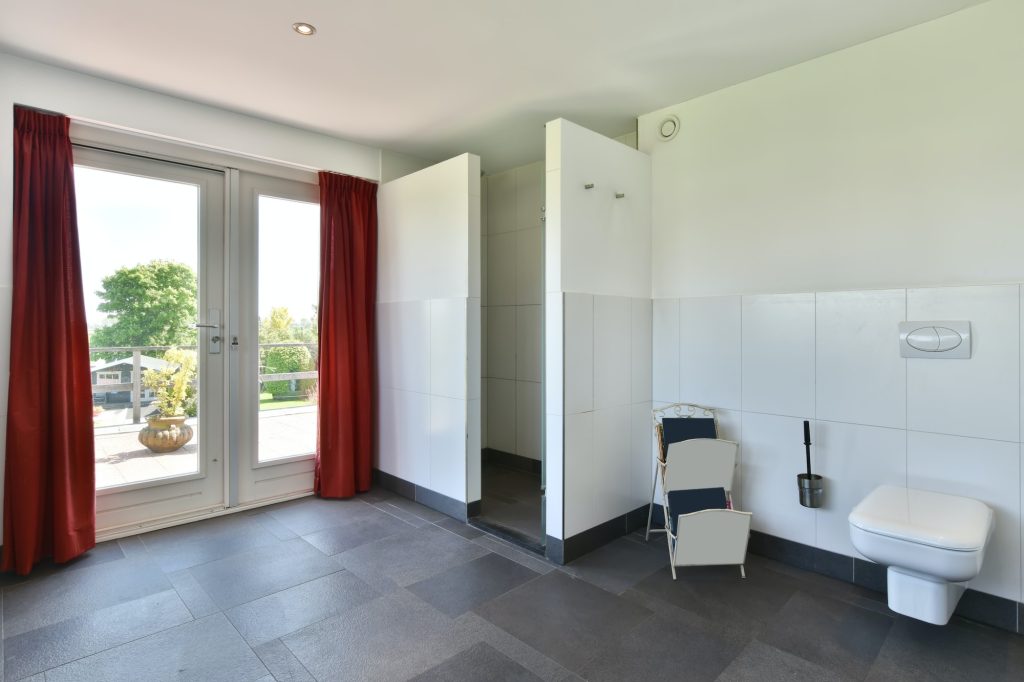 Bathroom with floor and wall tiles