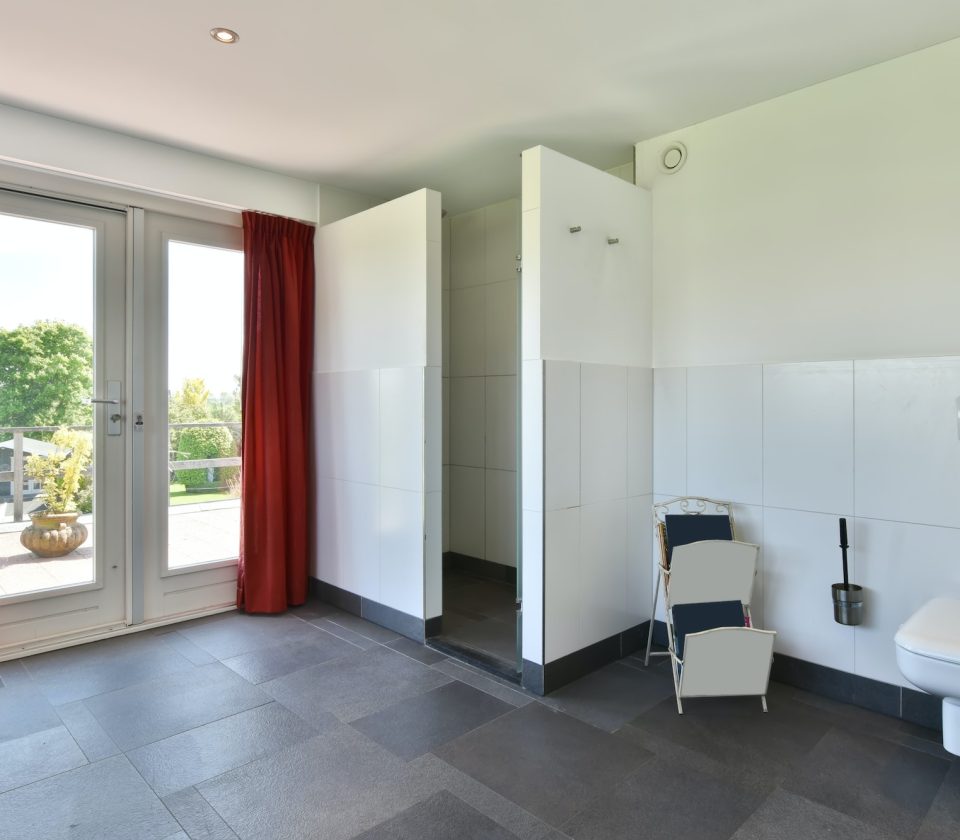 Bathroom with floor and wall tiles